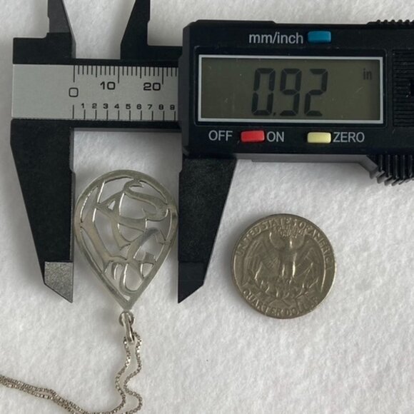 Sterling Silver 925 Teardrop Abstract Cutout Pendant Necklace 18" Box Chain - Picture 9 of 13